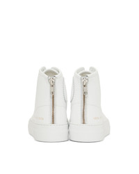 Женские белые кожаные высокие кеды от Woman by Common Projects