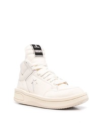 Мужские белые кожаные высокие кеды от Rick Owens DRKSHDW