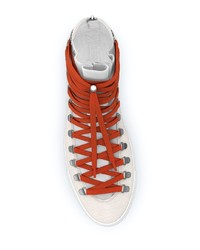 Женские белые кожаные высокие кеды от Swear