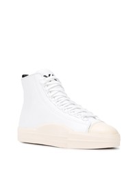 Мужские белые кожаные высокие кеды от Y-3