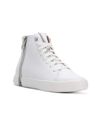 Женские белые кожаные высокие кеды от Diesel