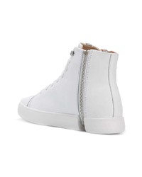 Женские белые кожаные высокие кеды от Diesel