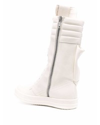 Мужские белые кожаные высокие кеды от Rick Owens