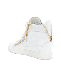 Мужские белые кожаные высокие кеды от Giuseppe Zanotti Design