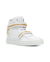 Мужские белые кожаные высокие кеды от Louis Leeman