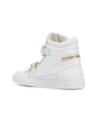 Мужские белые кожаные высокие кеды от Louis Leeman