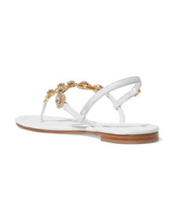 Белые кожаные вьетнамки с украшением от Musa