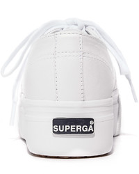 Женские белые кожаные кеды от Superga