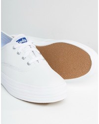 Женские белые кожаные кеды от Keds