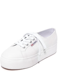 Женские белые кожаные кеды от Superga