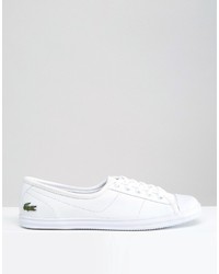 Женские белые кожаные кеды от Lacoste