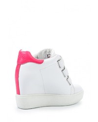 Белые кожаные кроссовки на танкетке от Ash