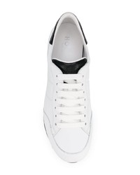 Белые кожаные кроссовки на танкетке от Hogan