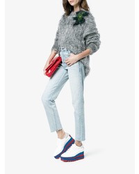 Белые кожаные кроссовки на танкетке от Stella McCartney