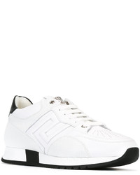 Мужские белые кожаные кроссовки от Versace