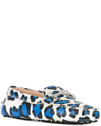 Женские белые кожаные лоферы с принтом от Tod's