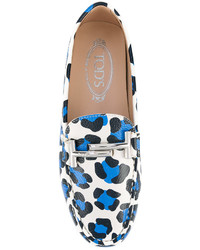 Женские белые кожаные лоферы с принтом от Tod's