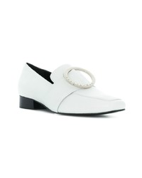 Женские белые кожаные лоферы с украшением от Dorateymur