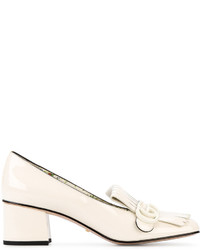 Женские белые кожаные лоферы от Gucci