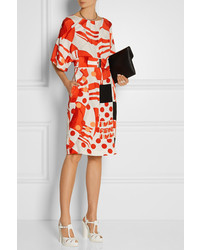 Белые кожаные массивные босоножки на каблуке от Fendi