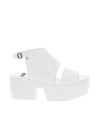 Белые кожаные массивные босоножки на каблуке от Vagabond