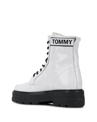 Женские белые кожаные массивные ботинки на шнуровке от Tommy Jeans