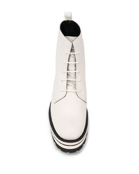 Женские белые кожаные массивные ботинки на шнуровке от Paloma Barceló