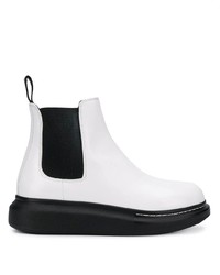 Женские белые кожаные массивные ботинки челси от Alexander McQueen