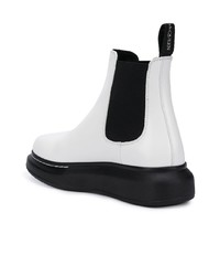 Женские белые кожаные массивные ботинки челси от Alexander McQueen