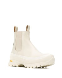 Женские белые кожаные массивные ботинки челси от Jil Sander