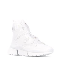 Женские белые кожаные массивные высокие кеды от Chloé