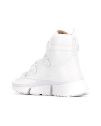 Женские белые кожаные массивные высокие кеды от Chloé