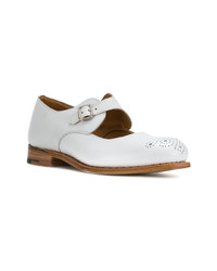 Женские белые кожаные монки с двумя ремешками от Trickers