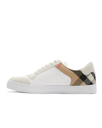 Мужские белые кожаные низкие кеды в клетку от Burberry