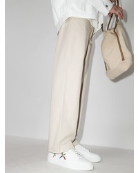 Мужские белые кожаные низкие кеды с вышивкой от Axel Arigato
