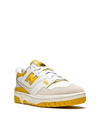 Мужские белые кожаные низкие кеды с принтом от New Balance