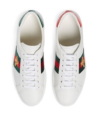 Мужские белые кожаные низкие кеды с принтом от Gucci