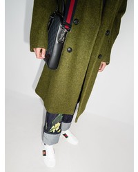 Мужские белые кожаные низкие кеды с принтом от Gucci