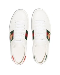 Мужские белые кожаные низкие кеды с принтом от Gucci