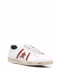 Мужские белые кожаные низкие кеды с принтом от Premiata