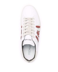 Мужские белые кожаные низкие кеды с принтом от Premiata