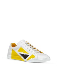 Мужские белые кожаные низкие кеды с принтом от Fendi