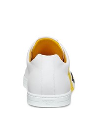 Мужские белые кожаные низкие кеды с принтом от Fendi