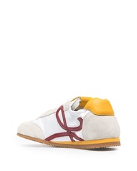 Мужские белые кожаные низкие кеды с принтом от Loewe