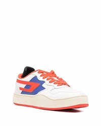 Мужские белые кожаные низкие кеды с принтом от Diesel