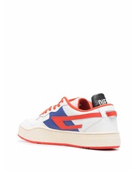 Мужские белые кожаные низкие кеды с принтом от Diesel