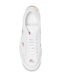 Женские белые кожаные низкие кеды с принтом от Burberry