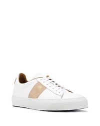 Мужские белые кожаные низкие кеды с принтом от Billionaire