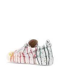 Мужские белые кожаные низкие кеды с принтом от Giuseppe Zanotti