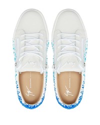 Мужские белые кожаные низкие кеды с принтом от Giuseppe Zanotti